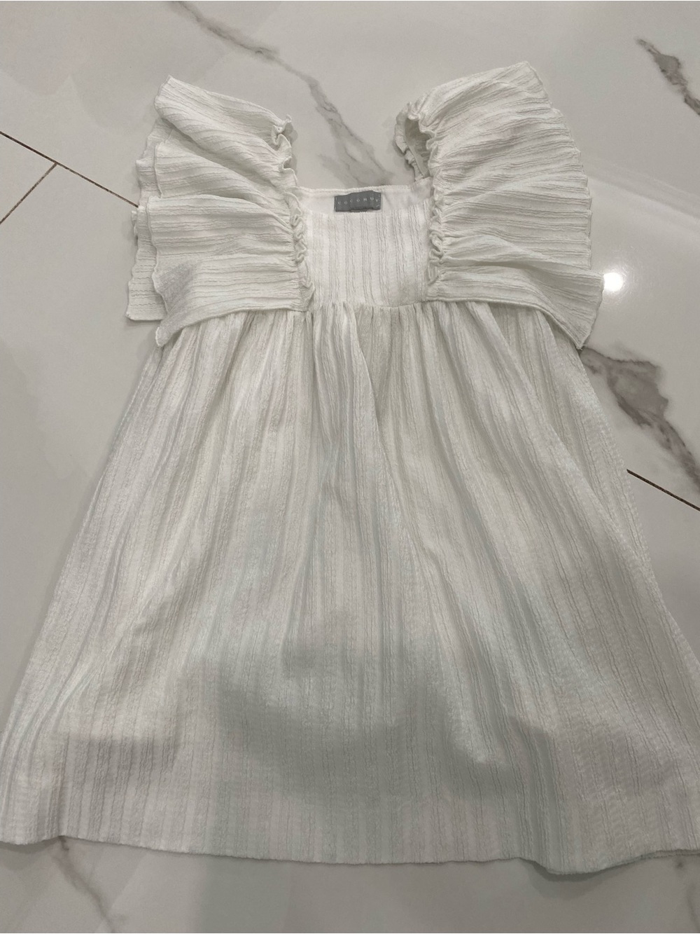 Coconuts by Matisse White Ruffle-Sleeve Girls Dress